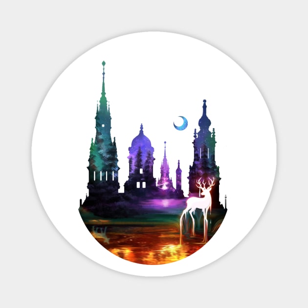 Burning Wood Castle Magnet by KucingKecil